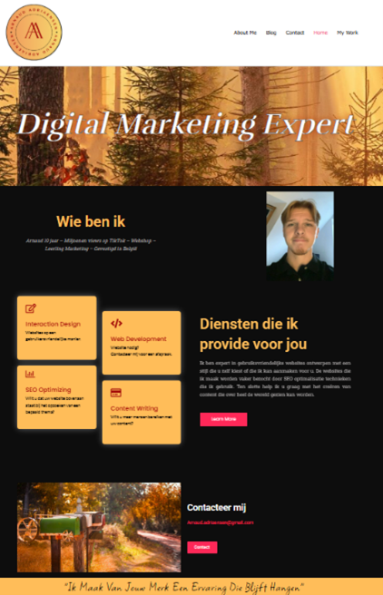 Het ontwerp van mijn eigen website.